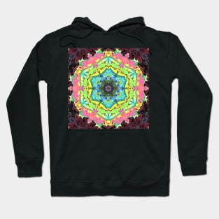 Psychedelic Mandala Flower Blue Pink and Green Hoodie